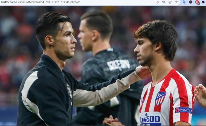 Cristiano Ronaldo dan Joao Felix saat Juventus bertemu dengan Atletico Madrid di Liga Champions.