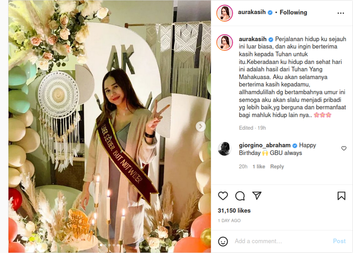 Tulis pesan berikut di momen ulang tahun yang ke-35, arti nama Aura kasih ternyata mengandung makna yang mendalam, apa itu?