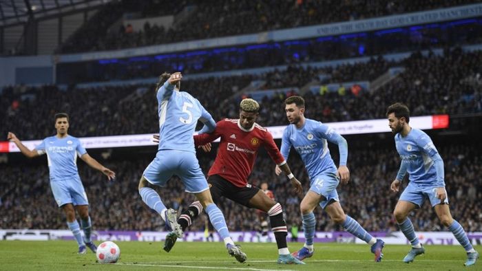 Laga Manchester City vs Manchester United pada matchday ke-28 Liga Inggris 2021-2022 di Stadion Etihad, Minggu (6/3/2022).