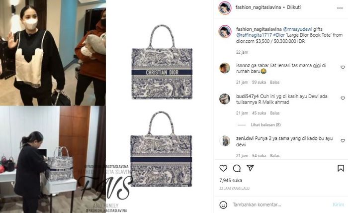 Harga tas Christian Dior dari Ayu Dewi untuk Nagita Slavina.