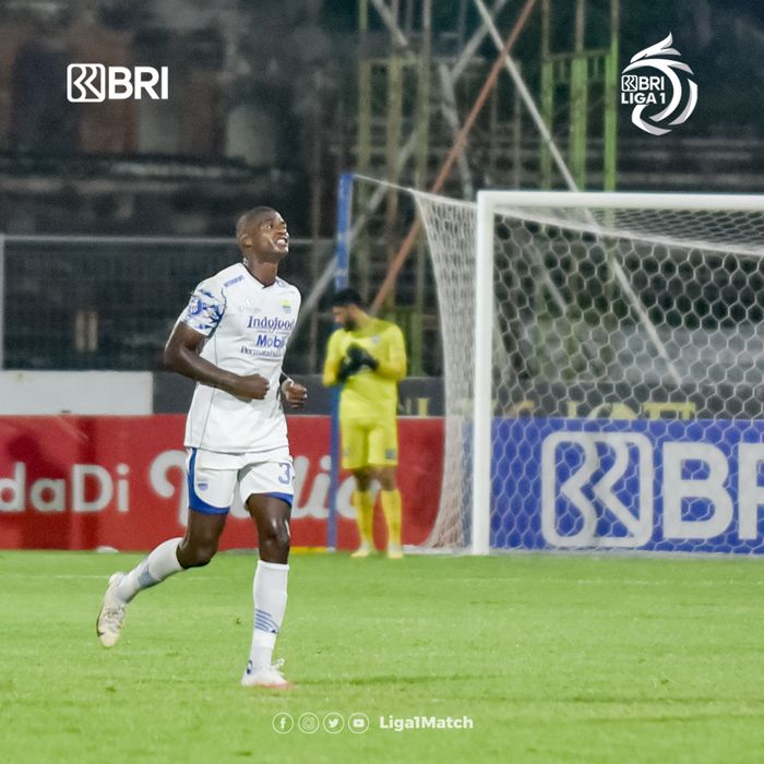 Striker Persib Bandung, Bruno Cantanhede, usai membobol gawang Arema FC, Rabu (9/3/2022)