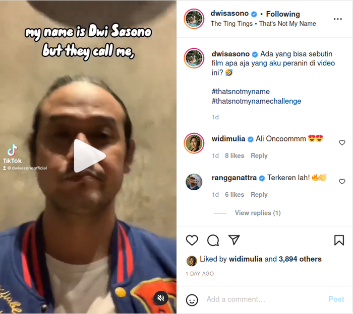 Mendadak pamer deretan nama karakter yang pernah ia perankan, ternyata arti nama Dwi Sasono mengandung makna yang mendalam.