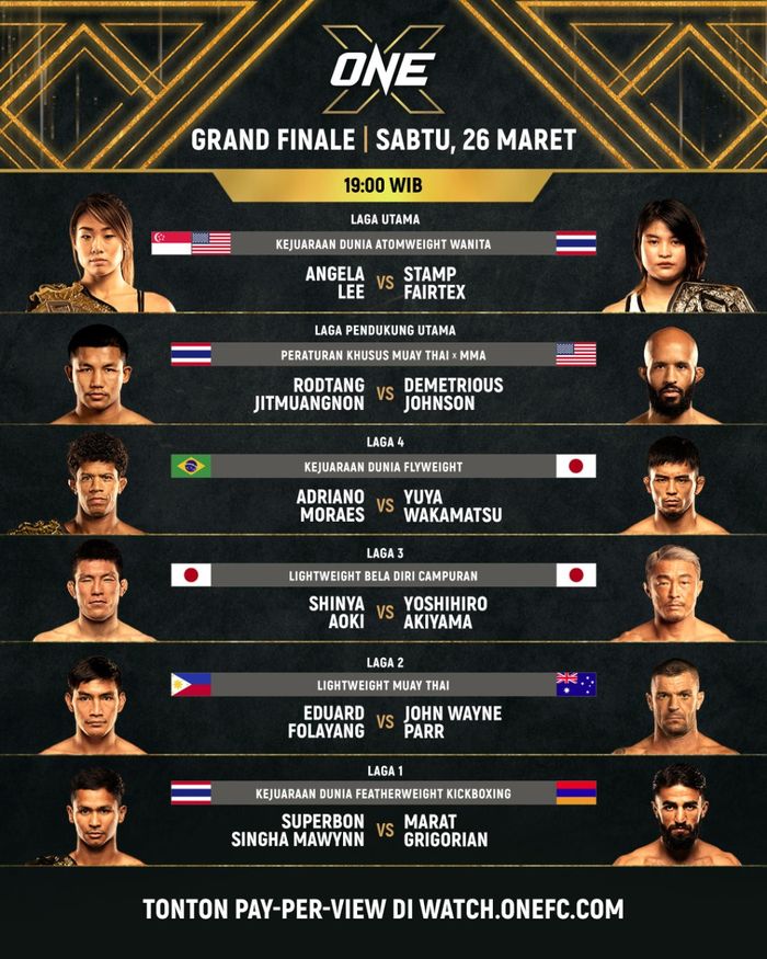 Daftar pertarungan ONE X: Grand Finale.