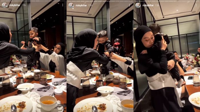 Momen Lesti Kejora bertemu Nadya Mustika dan gendong Baby Syaki.