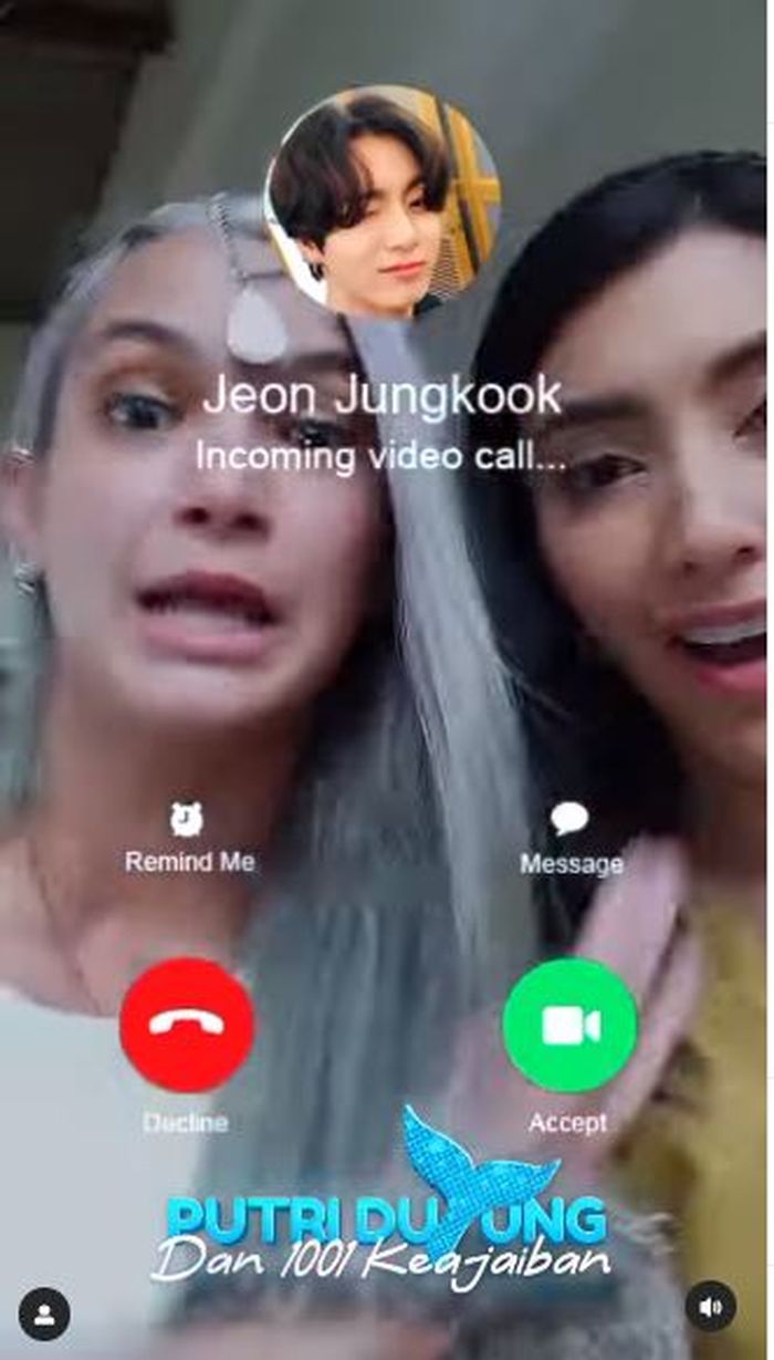 Video call Jungkook pada Tyas Mirasih dan Kia Poetri 