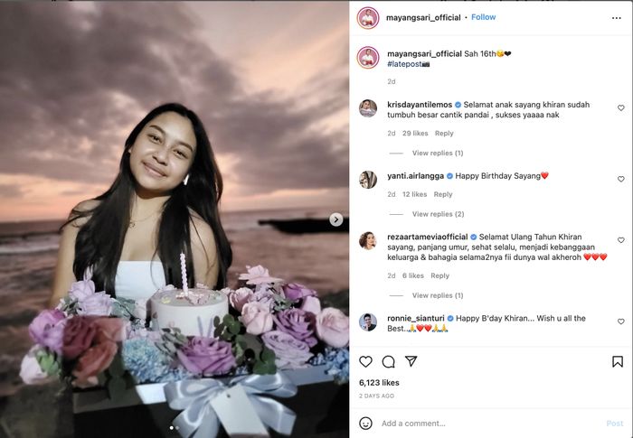 Potret Khirani Trihatmodjo rayakan ulang tahun ke-16