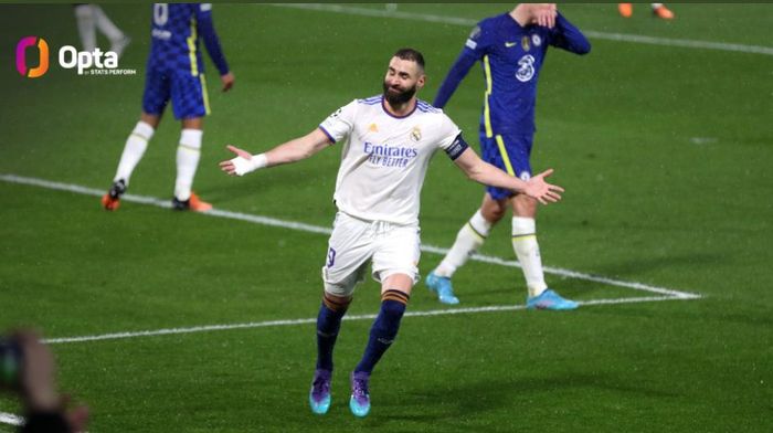 Penyerang Real Madrid, Karim Benzema, tampil luar biasa saat menghadapi Chelsea di Liga Champions