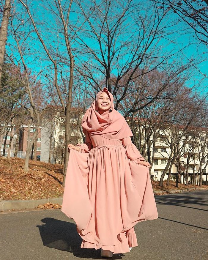 Gamis pink satu set 