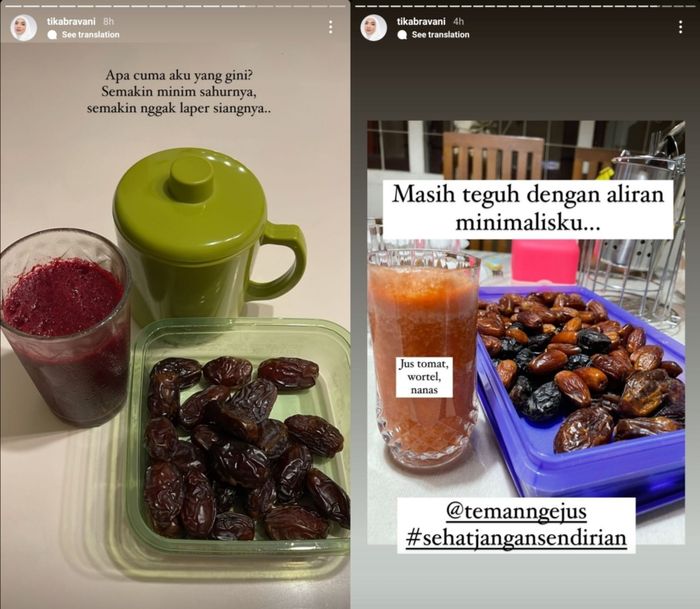 Menu sahur Tika Bravani.