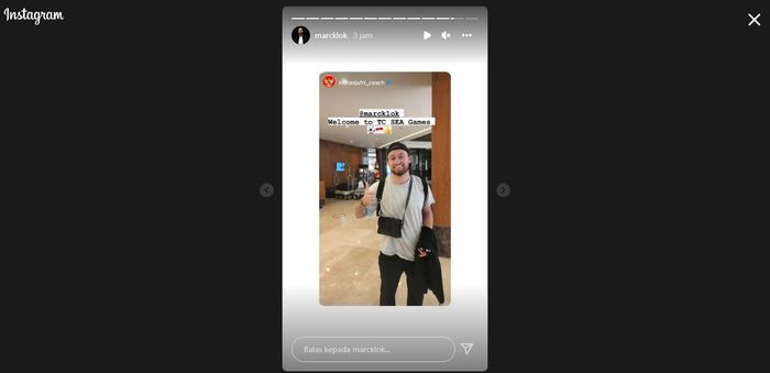 Tangkapan layar instgram stories pemain timnas Indonesia, Marc Klok, Minggu (10/4/2022).