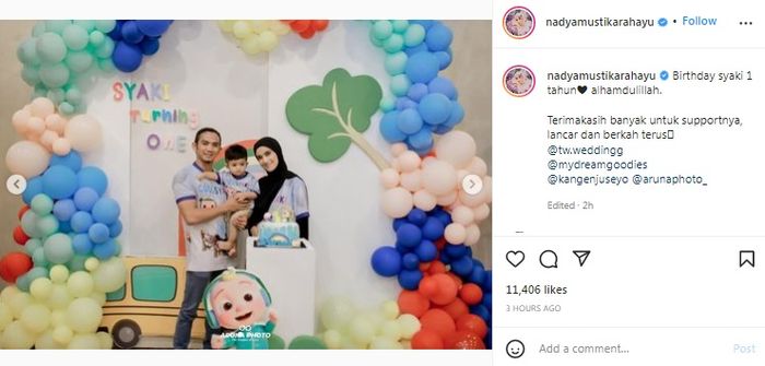 Nadya Mustika Rahayu, Rizki DA, dan putra mereka 