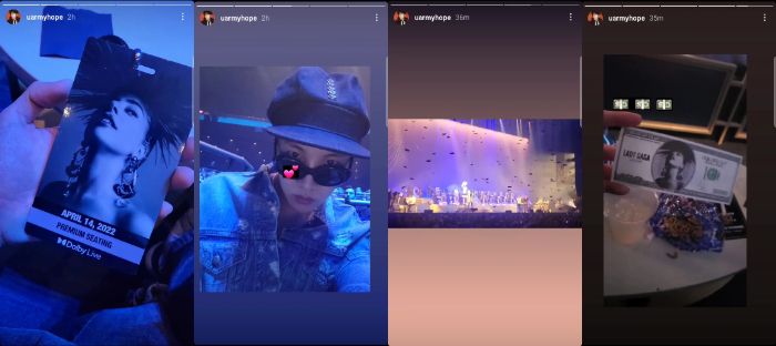 Keseruan J-Hope saat menonton konser Lady Gaga