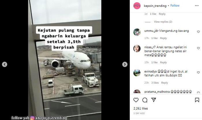 Pria beri kejutan ibunya setelah merantau 3,5 tahun 