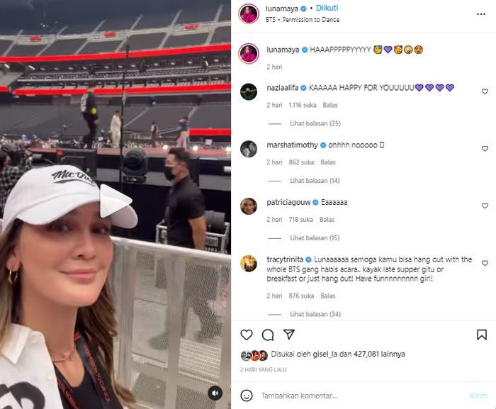 Luna Maya pamer noton konser BTS