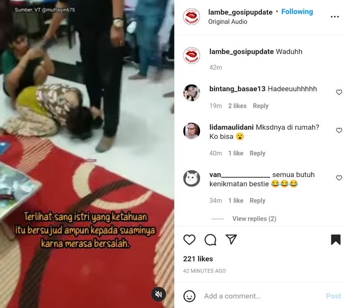 Istri ini ketangkap basah selingkuh saat&nbsp; suami sholat tarawih, nangis dan sujud minta ampun ke sang suami 