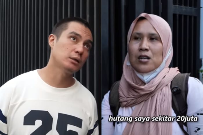 Kolase Foto Baim Wong dan Wanita yang meminta hutangnya dilunasi.