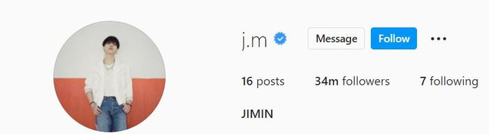 Nama bio Instagram Jimin yang baru.