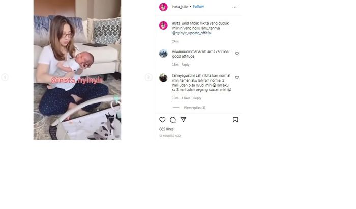 Nikita Willy tenangkan anak yang menangis 