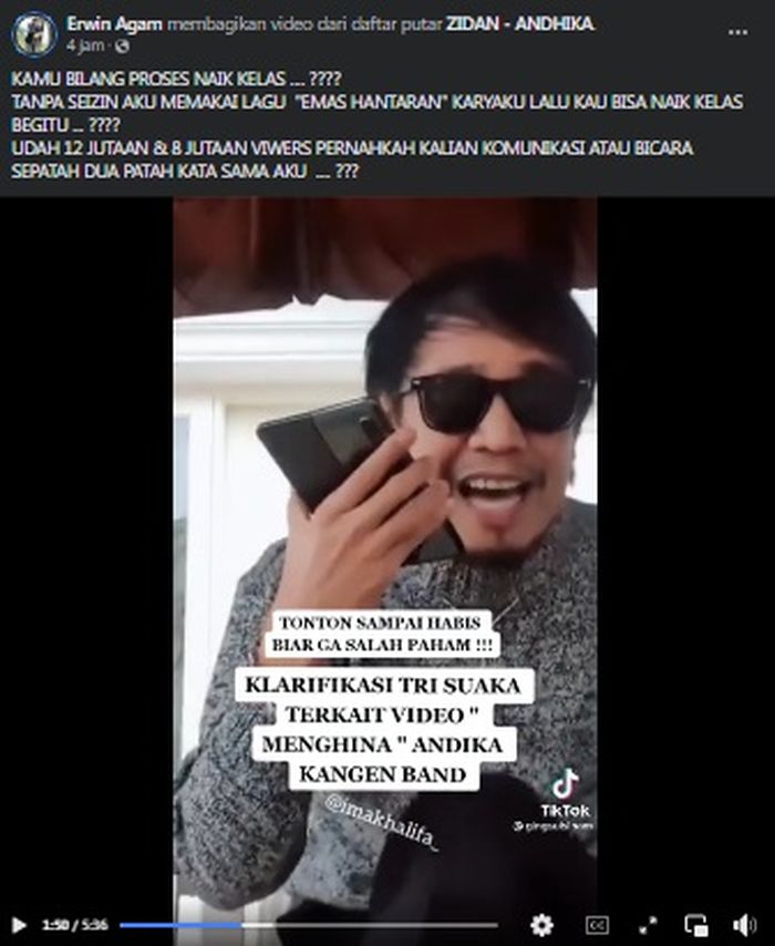 Komposer lagu Emas Hantaran marah-marah pada Tri Suaka dan Zinidin Zidan.
