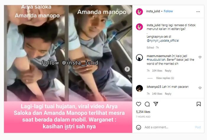 Video viral dugaan Arya Saloka selingkuh dengan Amanda Manopo.