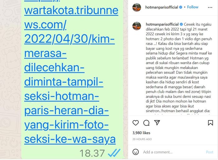 Unggahan Hotman Paris