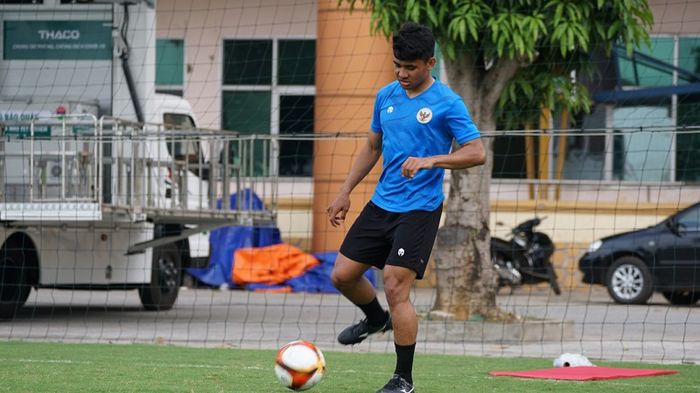 Asnawi Mangkualam saat mengikuti latihan timnas U-23 Indonesia jelang lawan Timor Leste di SEA Games 2021.