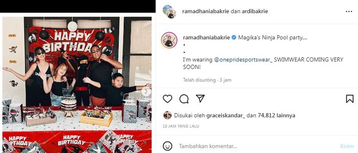 Perayaan ulang tahun Magika, anak Nia Ramadhani dan Ardi Bakrie 