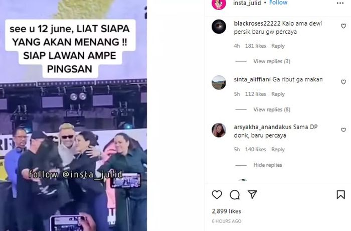 Dinar Candy dan Nikita Mirzani saling dorong.