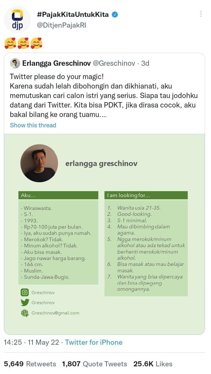 Tanggapan Ditjen Pajak atas Cuitan Erlangga.