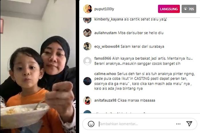 Puput live Instagram bersama Aisyah 