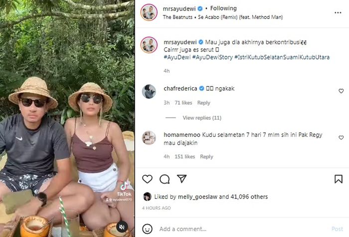 Ayu Dewi joget TikTok bareng suami 