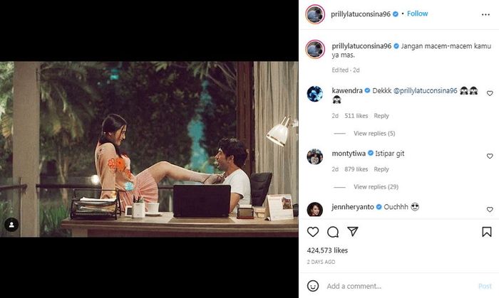 Pose nakal Prilly Latuconsina dan Reza Rahadian