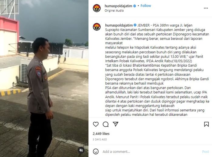 Bripka Gandi saat berusaha membujuk PSA. 