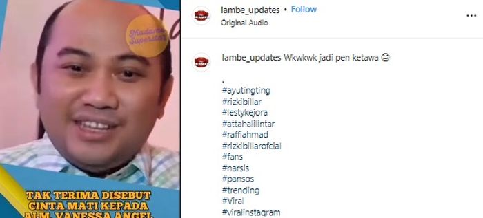 Profesor Bambang mengaku Vanessa Angel cinta mati padanya.