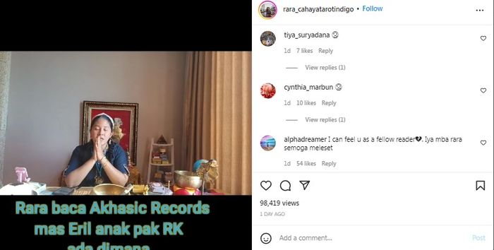 Pawang hujan Rara memberikan ramalan putra Ridwan Kamil akan ditemukan dalam keadaan tak selamat.