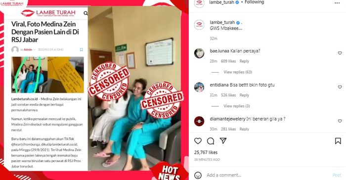 Medina Zein di rumah sakit jiwa 