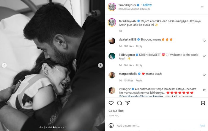 Cerita perjuangan Faradilla Yoshi saat melahirkan anak pertamanya. 