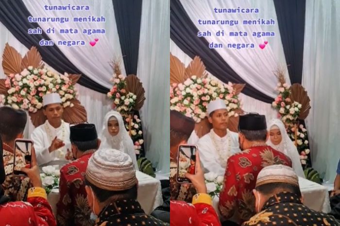 Kolase pernikahan pasangan tunawicara dan tunarungu.