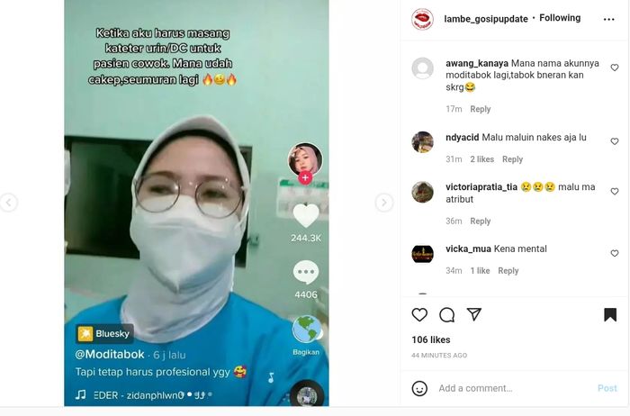 Unggahan mahasiswi perawat saat hendak pasang kateter jadi sorotan warganet 