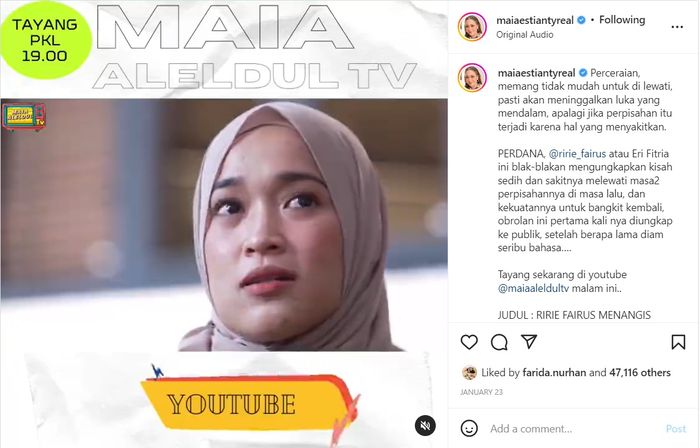 Cuplikan video Ririe Fairus.