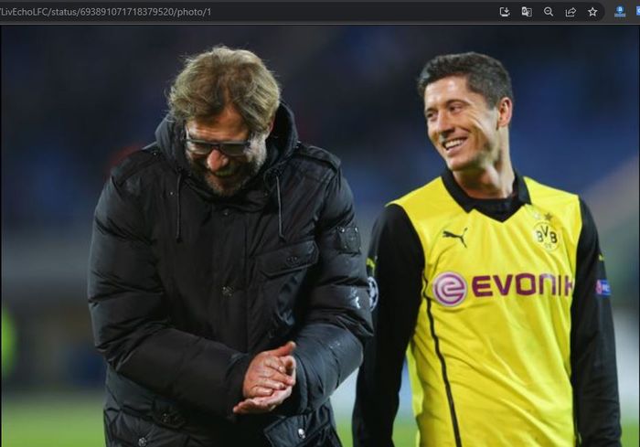 Potret kebersamaan Juergen Klopp (kiri) dan Robert Lewandowski (kanan) saat masih sama-sama di Borussia Dortmund.