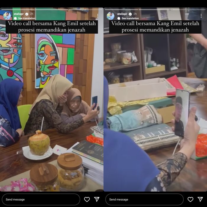 Istri Ridwan Kamil, Atalia Praratya, tak kuasa menahan tangis ketika melihat jasad Eril melalui video call.