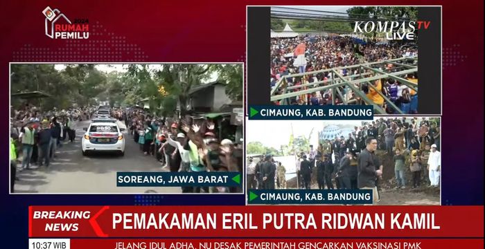 Potret warga yang memberikan penghormatan terakhir untuk mediang Eril sepanjang jalan menuju pemakaman.