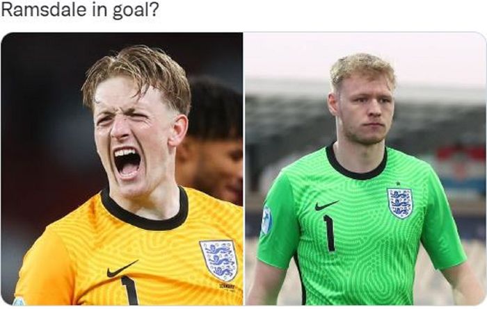 Jordan Pickford (kiri) dan Aaron Ramsdale ketika berseragam timnas Inggris.