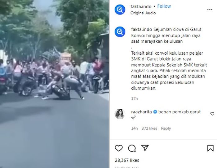  Siswa SMK di Garut konvoi sampai tutup jalan.