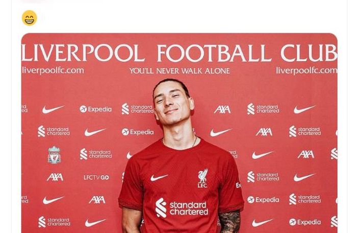 Darwin Nunez resmi direkrut Liverpool dari Benfica pada bursa transfer musim panas 2022.