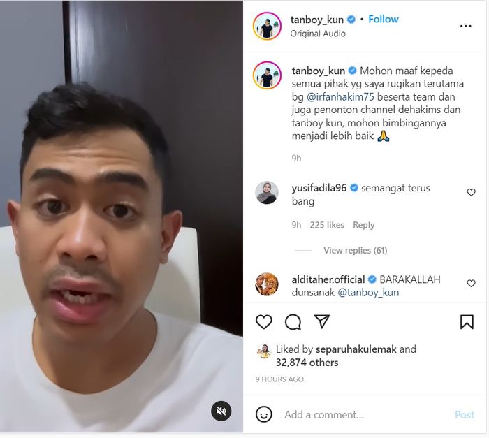 Video permintaan maaf Tanboy Kun