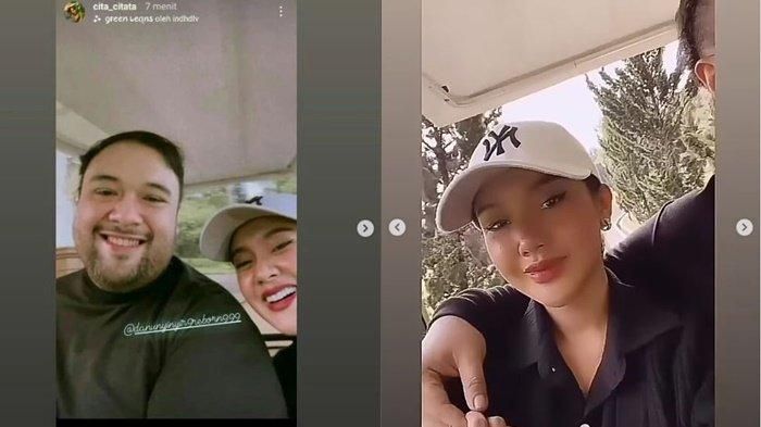 Tangkapan layar Cita Citata bagikan kemesraan main golf dengan Didi Mahardika, Kamis (16/6/2022). 