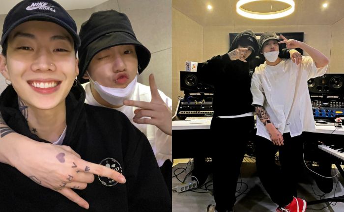Kolase foto Jay Park bareng Jungkook BTS