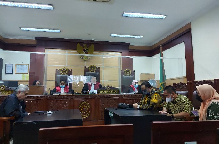  Suasana sidang kasus tabung tanah yang menyeret Yusuf Mansur di Pengadilan Negeri Tangerang, Rabu (22/6/2022).